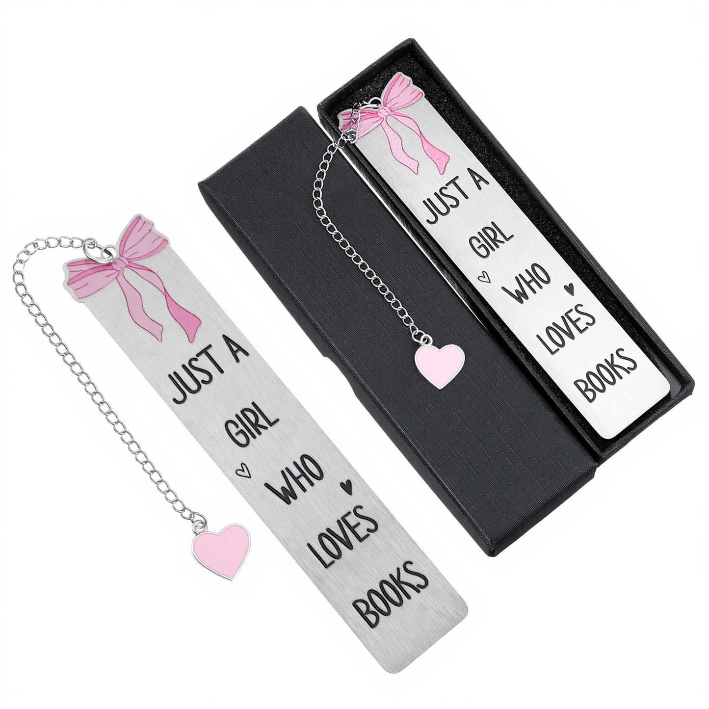Cute Bookmarks Pink Bow Bookmark Metal Book Mark for Book Lovers Women Books Lovers Gifts Unique Aesthetic Pretty Page Makers with Box for Girls Birthday Students Graduation School Accessories