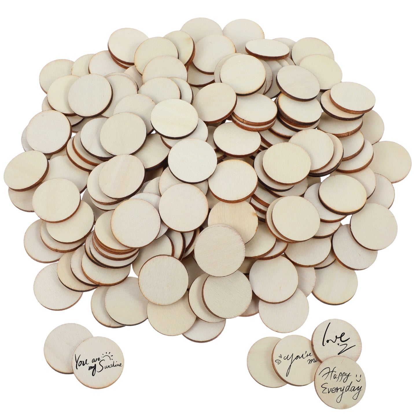 200 Pcs Wooden Discs for Crafts Unfinished Wood Circle Small Wood Slices Crafts Wooden Cutout Ornaments 1 Inch Round Woods Coins Tiny for DIY Craft Decorations Handicraft Lovers Gifts