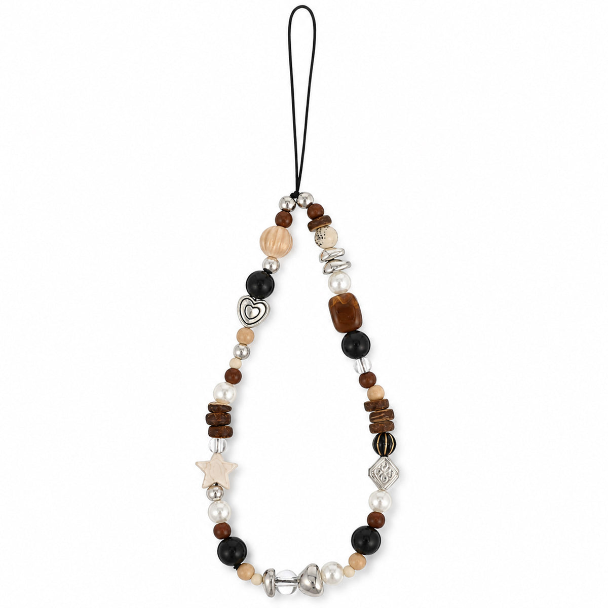 Quvvarly 1Pcs Brown Beaded Phone Wrist Strap Aesthetic Phone Charm Strap