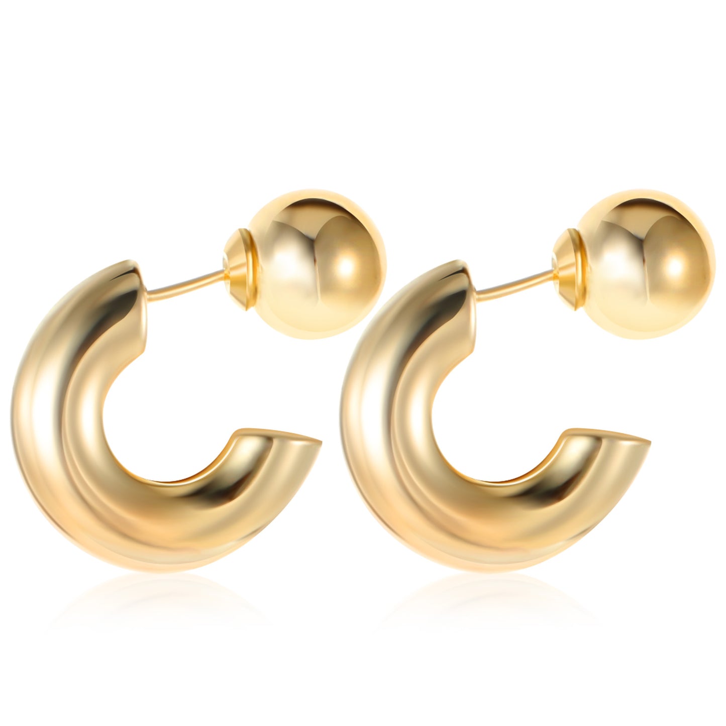 Ymapinc Chunky Gold Earrings Hoops?C-Shaped Thick Gold Hoop Earrings for Women ?Trendy Chunky Hoops Ear Dainty Jewelry Gifts for Women