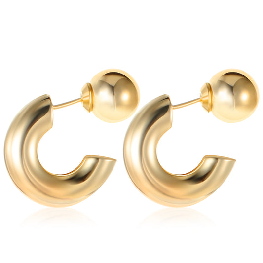 Ymapinc Chunky Gold Earrings Hoops?C-Shaped Thick Gold Hoop Earrings for Women ?Trendy Chunky Hoops Ear Dainty Jewelry Gifts for Women