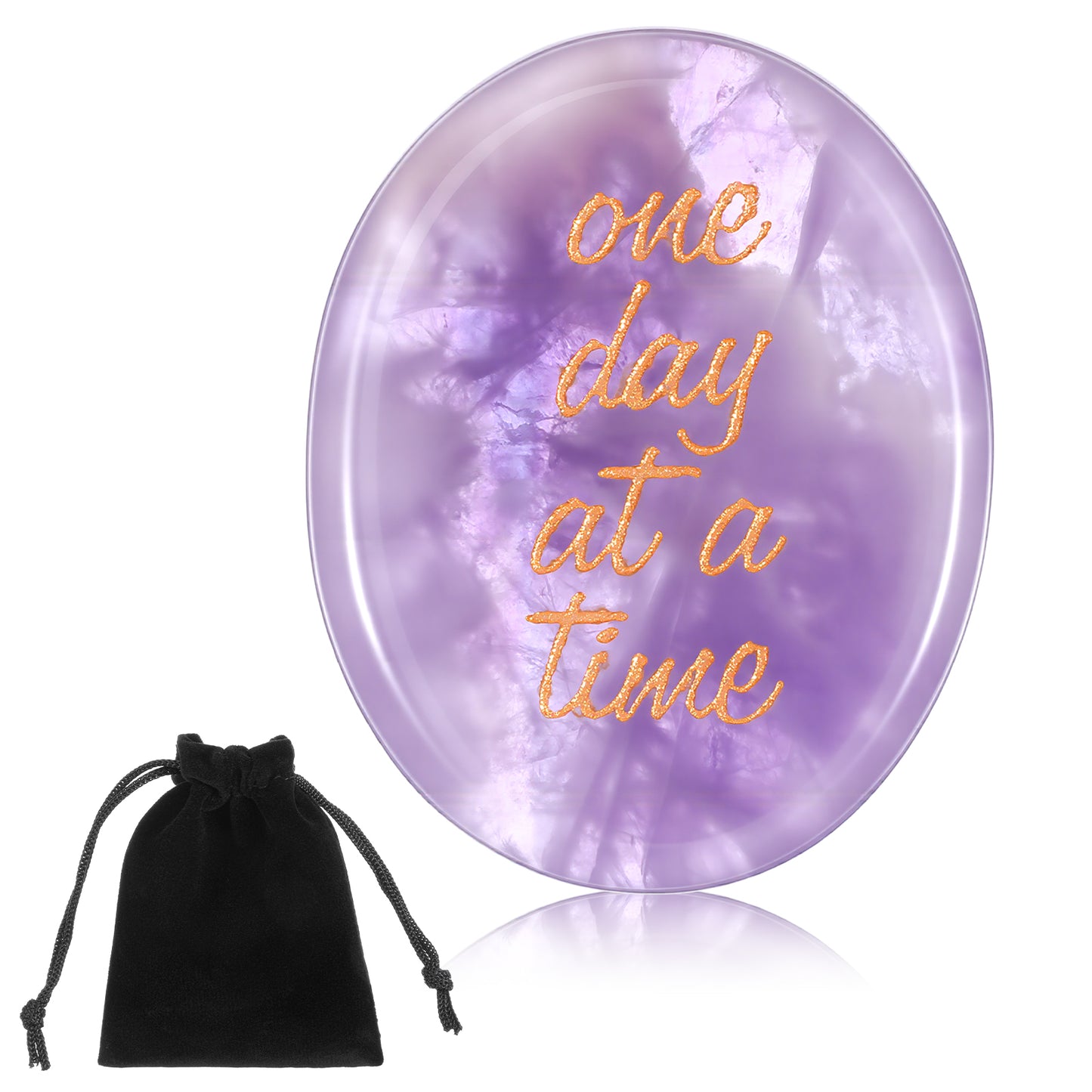 Mabor Amethyst Crystals, One Day at a Time Gifts Inspirational Thinking of You Gifts for Anxiety Relief Encouragement Gift for Women Men Best Friend, Purple