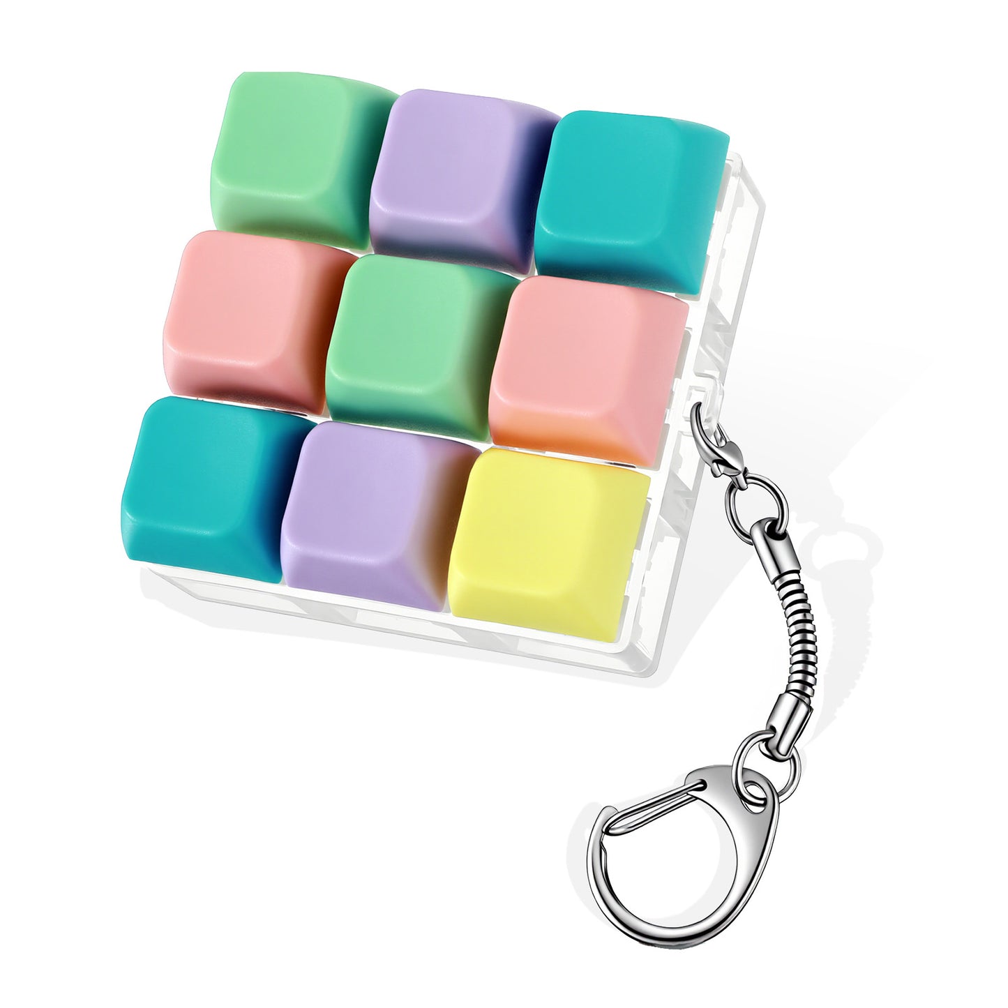 Matwsec Keyboard Clicker Fidget Toy, 9-In-1 Keyboard Fidget Keychain, Cute Clicky Fidget Toys, Mini Key Board Fidget Clicker Gifts for Adults Anxiety and Stress Relief