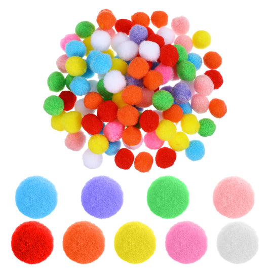 100 Pieces Pom Poms for Crafts, 1 Inch Multicolor Bulk Pom Poms, Fuzzy Pompom Puff Balls for DIY Arts, Craft Making Decorations Projects, Home Party Decorations