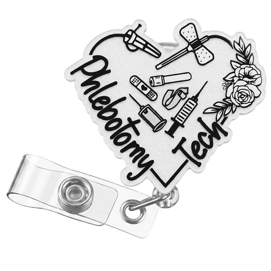 Ymapinc Phlebotomy Badge Reel, Phlebotomist Nursing Badge Reel for Work, Funny Glitter Heart Retractable Nurse ID Card Holder with Swivel Alligator Clip, Nurse Gifts