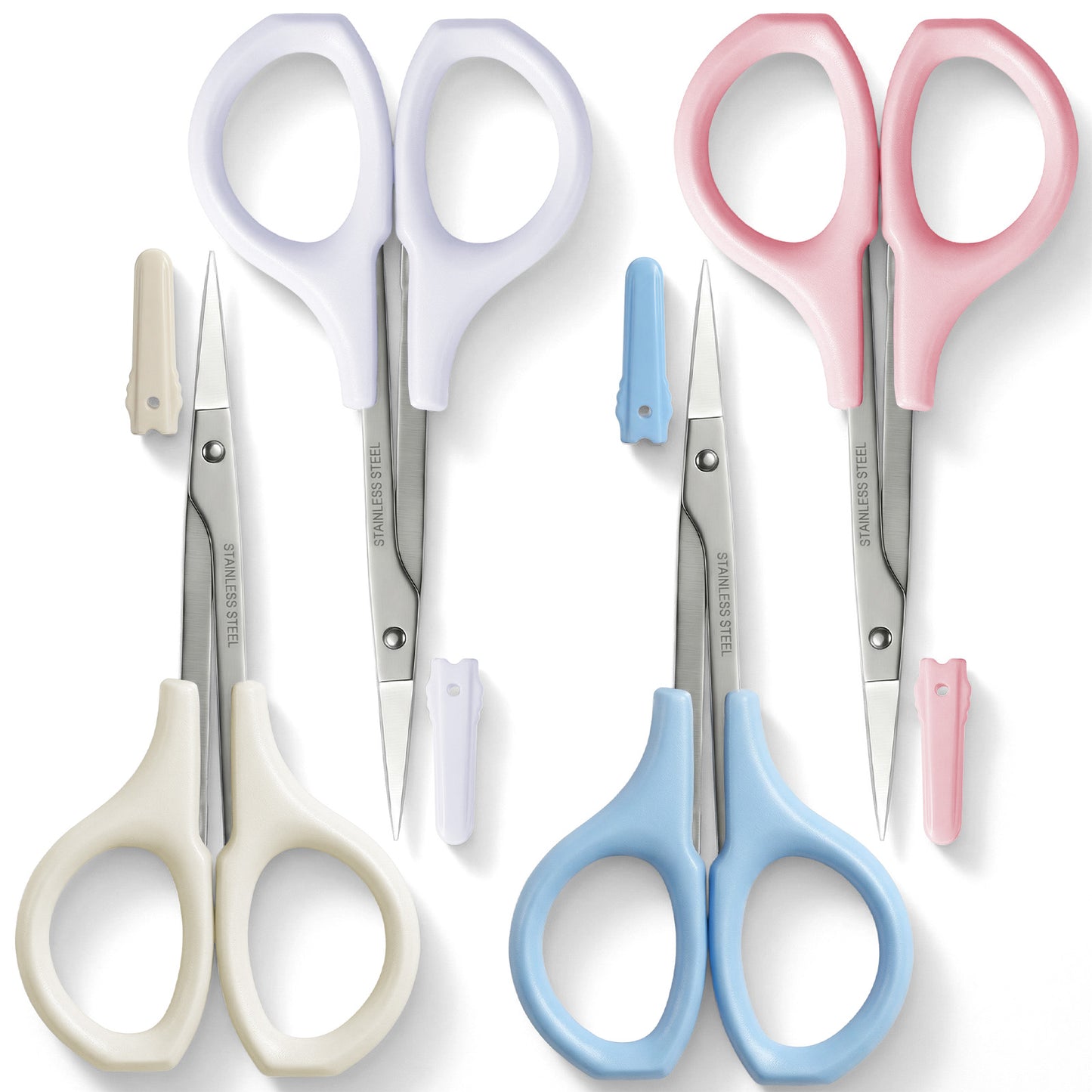 4 PCS Eyebrow Grooming Scissors Set, Small Eyebrow Scissors, Beauty Eyelash Makeup Nose HairScissors for Men and Women, Eye Brow Trimmer Scissor, Nose Trimmer Scissor
