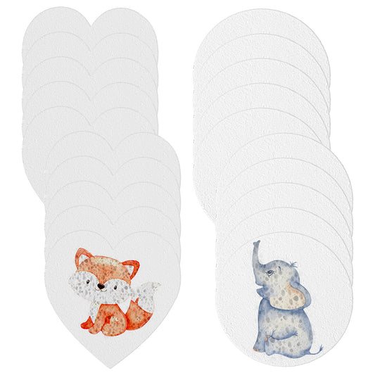 20 PCS Foam Texture Paper 2.56"X 2.56" Foam Texture Painting Kit DIY 3D Drawing Paper Puffy Paint Heart Round Blank Painting for Acrylics Drawing Coloring Arts Crafts Doodling