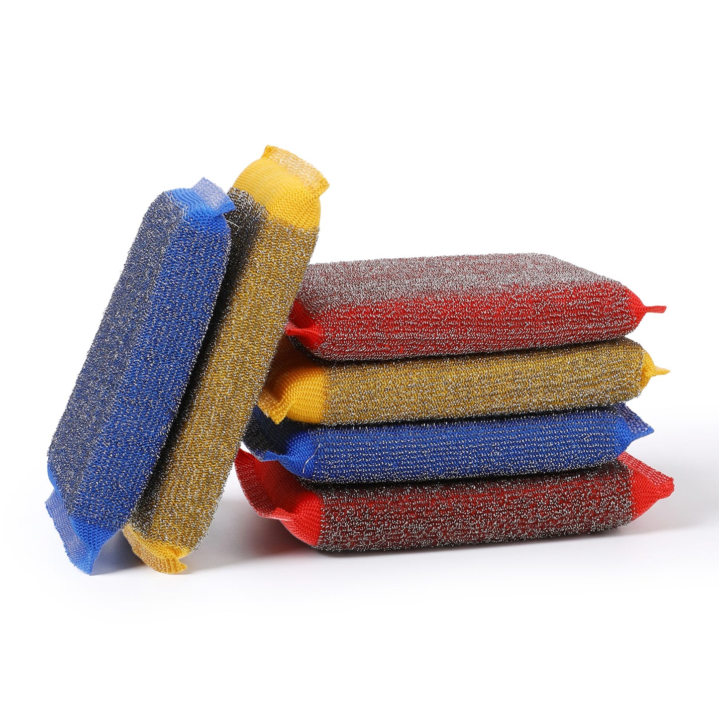 6 Pack Metal Scouring Pads Wool Scrubber Kitchen Sponges for Dishes 3 Color