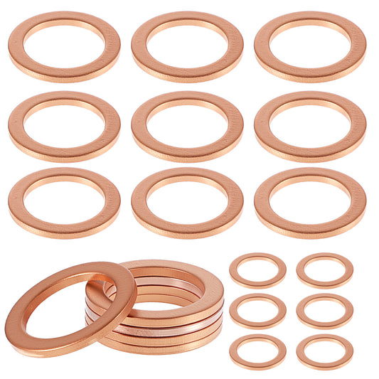 20 Pcs Oil Drain Plug Gasket Copper Crush Washer Oil Sealing Gaskets Drain Plug Washer Replacement Compatible For Engine Oil Drain Plug Replacement With Oem Pn 007603-014106