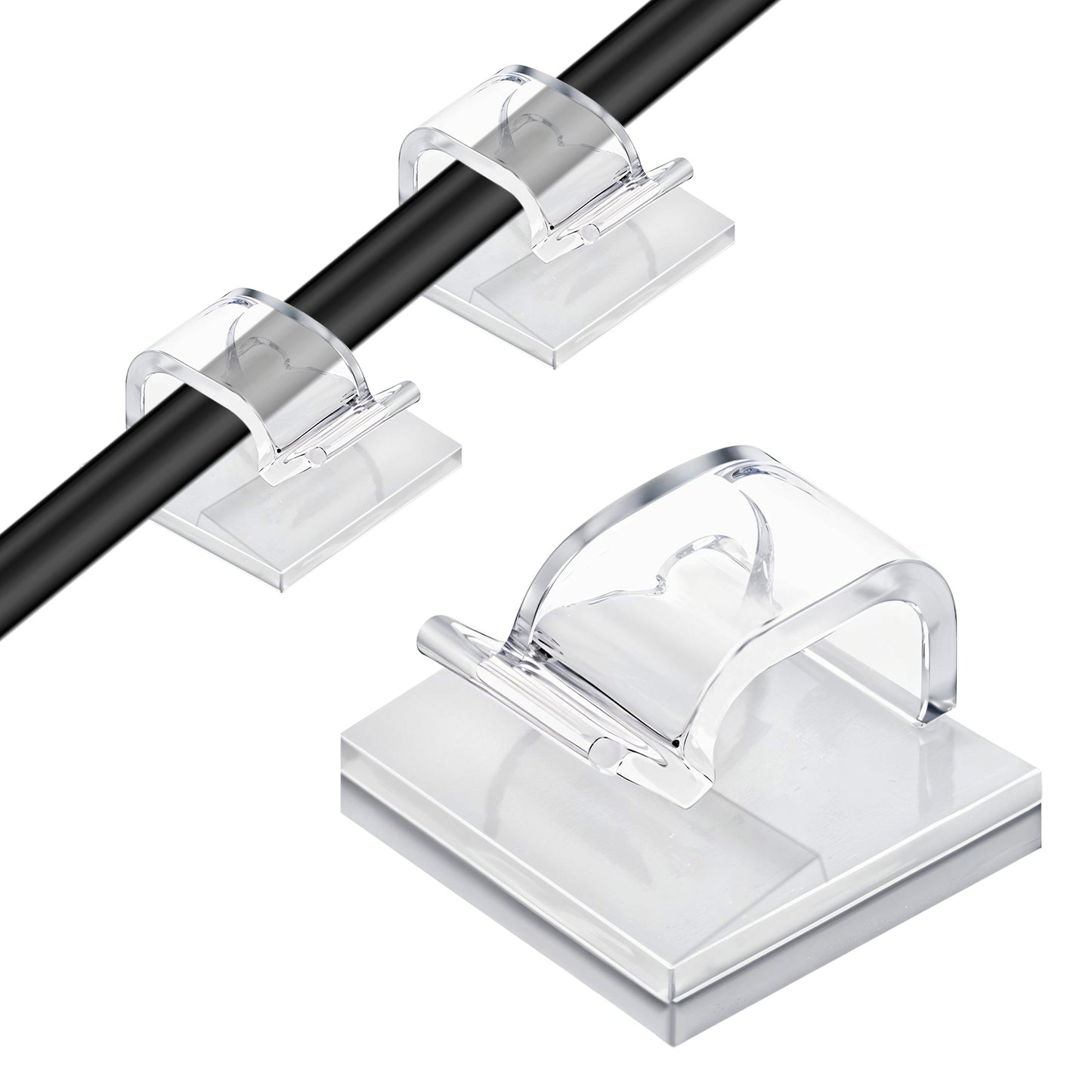 60PCS Cord Wall Holder Clips White Cable Clips Adhesive Cable Holders for Wire Management, Strong for Wall, Desk, TV, PC, Ethernet, String Lights