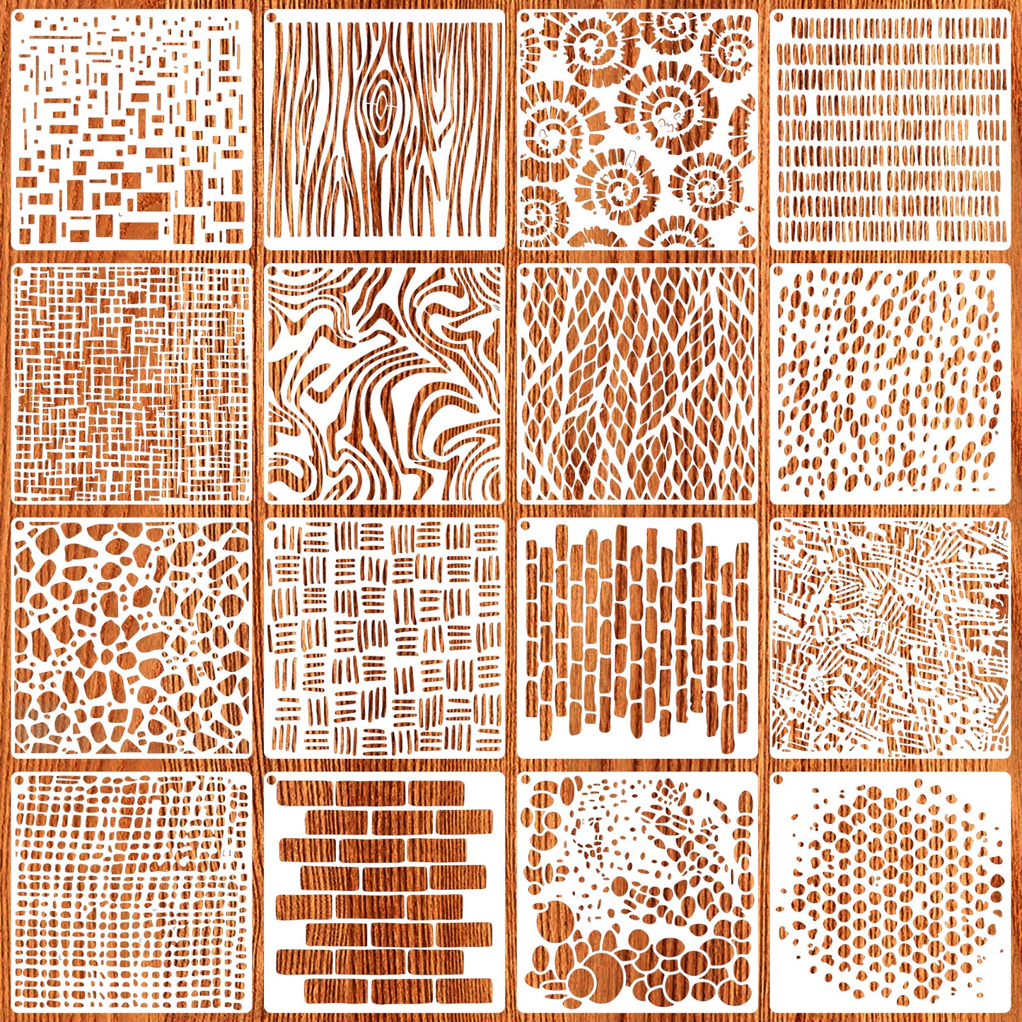 Ouligay 16PCS Geometric Stencils for Crafts Reusable, Painting Stencils for DIY Art, Spray Paint Stencil, Cookie Stencils for Painting on Wood, Wall, Scrapbook, Furniture, Floor Decor