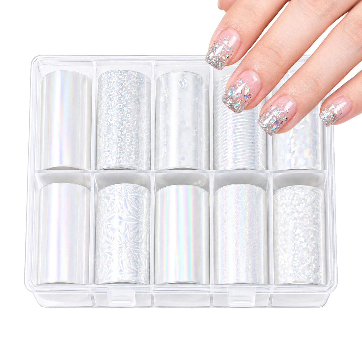 Matwsec 10PCS Nail Foil Transfer Sheets Nail Foil Sheets for DIY Nails Art