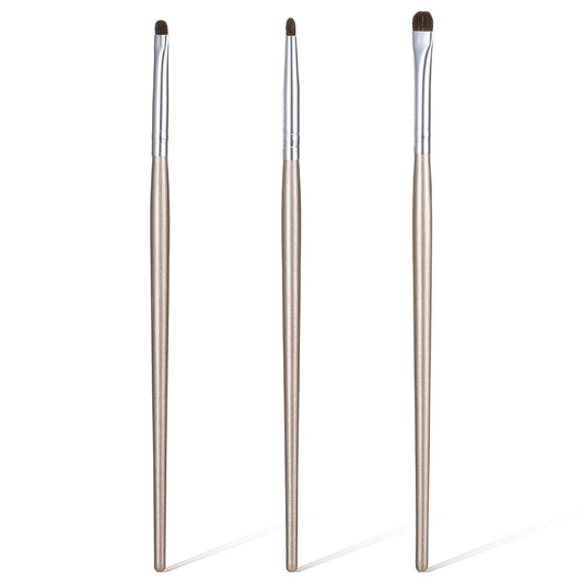 3 Pcs Flat Eyeliner Brush Mini Smudge Brush for Eyeliner Eyeshadow Brushes Eyeliners Brushes Fit Powder Gel Cream Liquid Concealer Blending Corner Highlighter Women Festival Gifts Light Gold