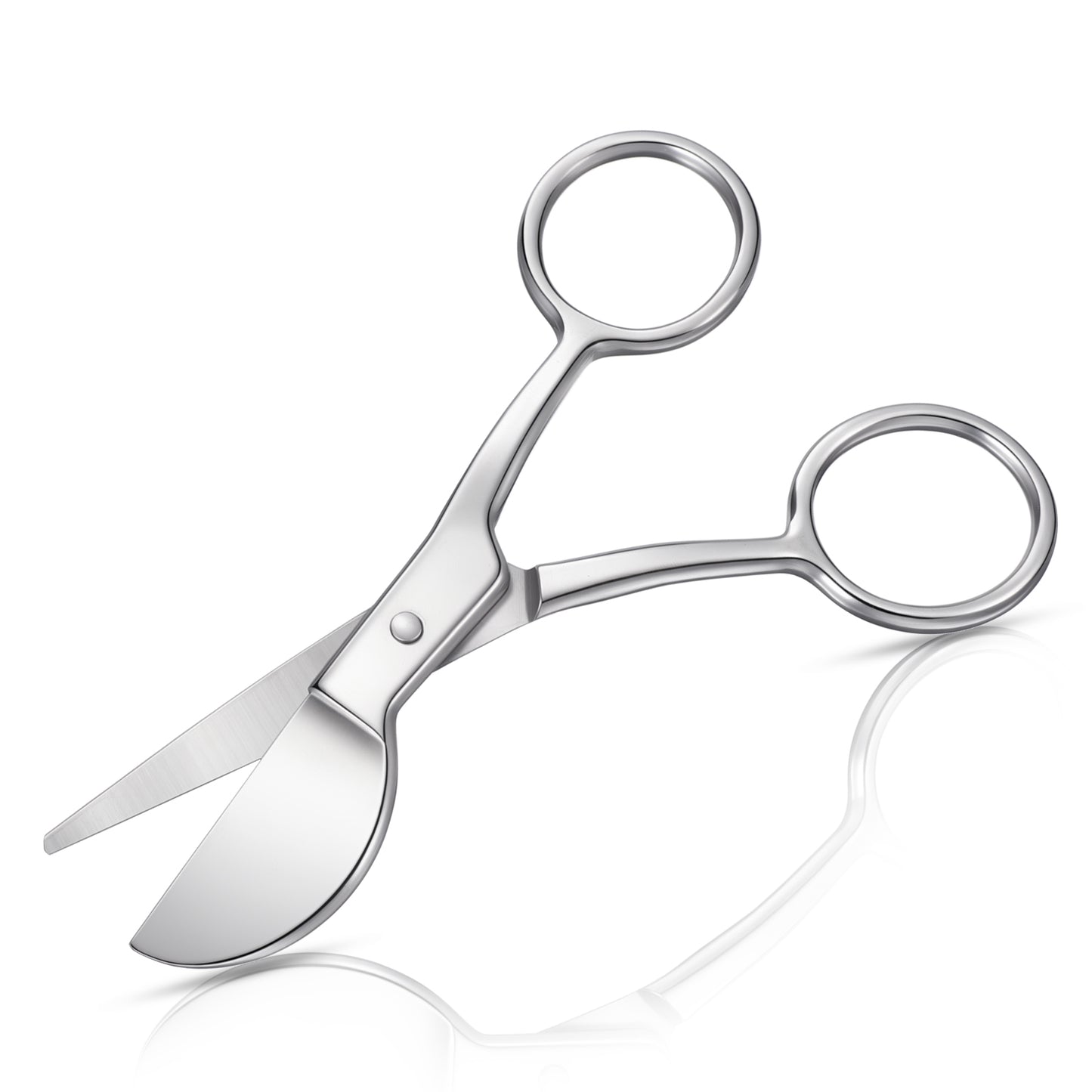 Rahhlizs Applique Duckbill Scissors Stainless Steel Double Bent Curved Offset Handle Duckbill Applique Scissor for Embroidery Arts Craft Fabric Cutting Knitting Sewing, Silver