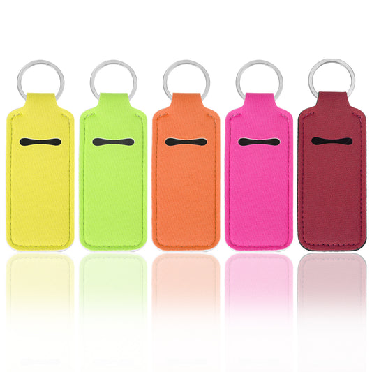 Teaaha 5PCS Lipstick Holder Key Chain Cute Lip Balm Holders Keyring Clip on Lipstick and Lip Gloss Keychain Sleeve Holder, Stocking Stuffers for Women(Burgundy Red/Purple/Orange/Yellow/Green)