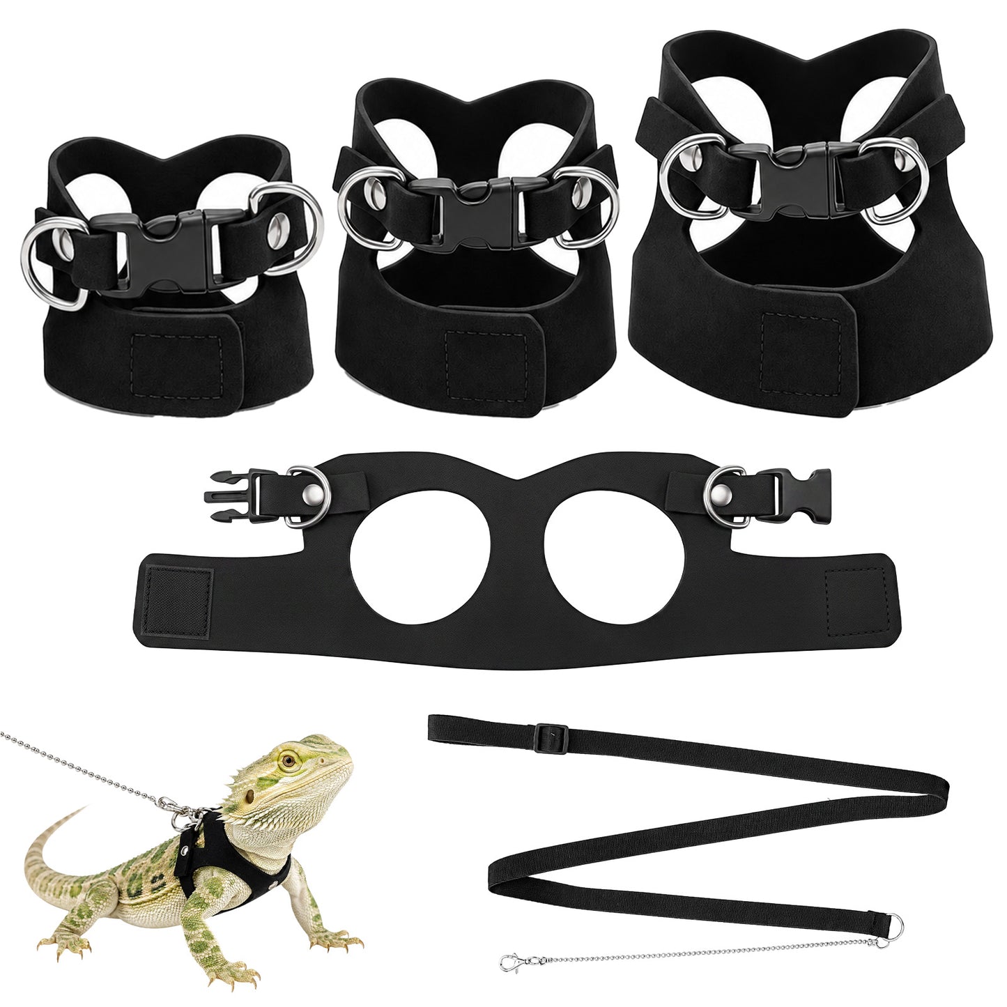 RAHHLIZS 3size Bearded Dragon Harness and Leash Set