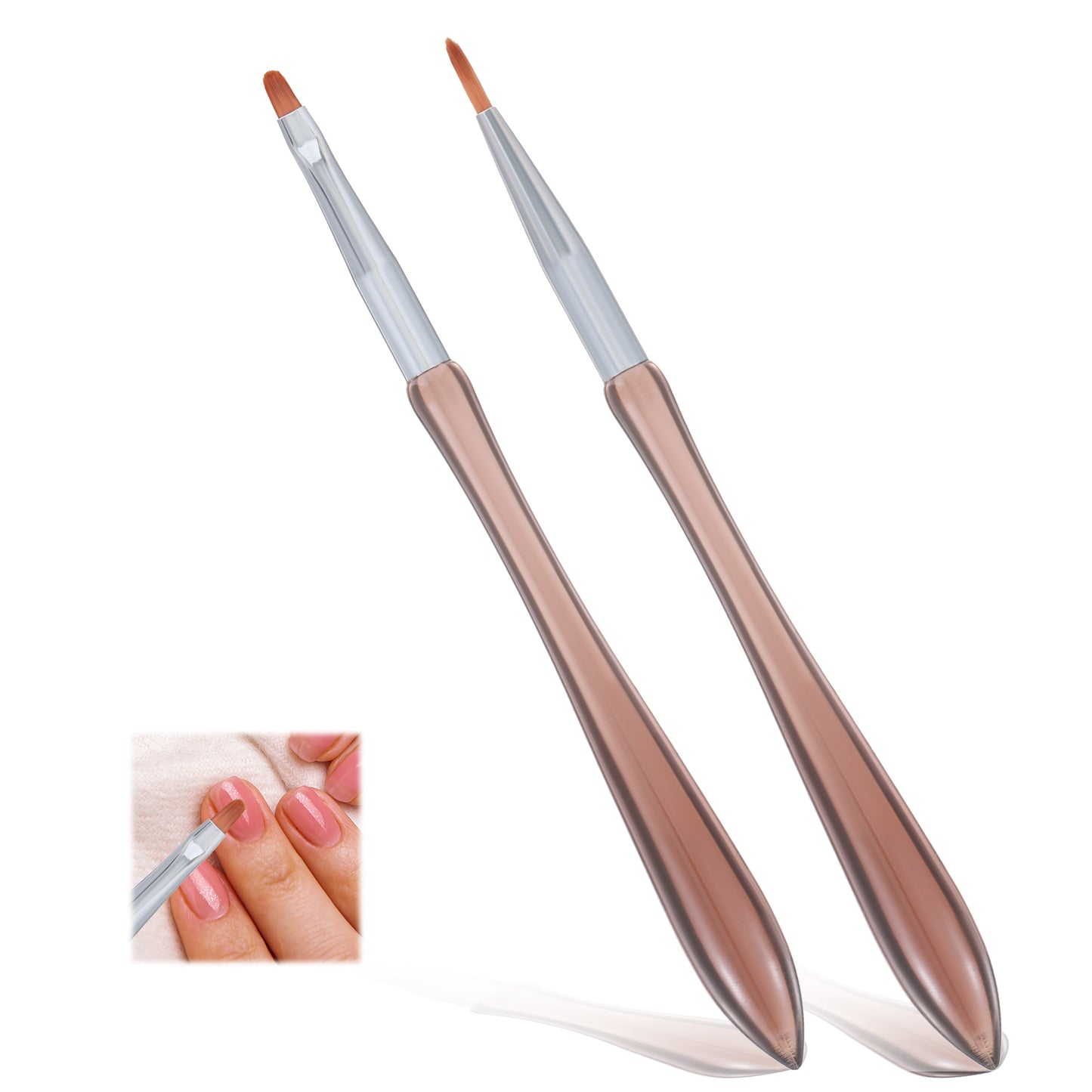 2PCS Nail Design Brushes Daisy Flower Nails Art Brush Acrylic Round Flat Painting Versatile Nail Drawing Pen for Petals, Leaves, Flowers and Intricate Art Designs(2)