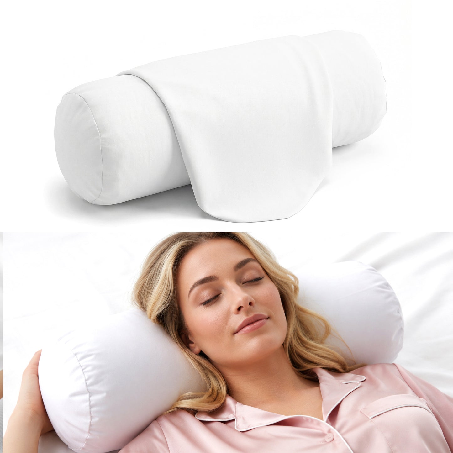 Chsoejuf 2PC Soft Round Neck Roll Pillow Case Covers with Zipper 16.5"X6.3"