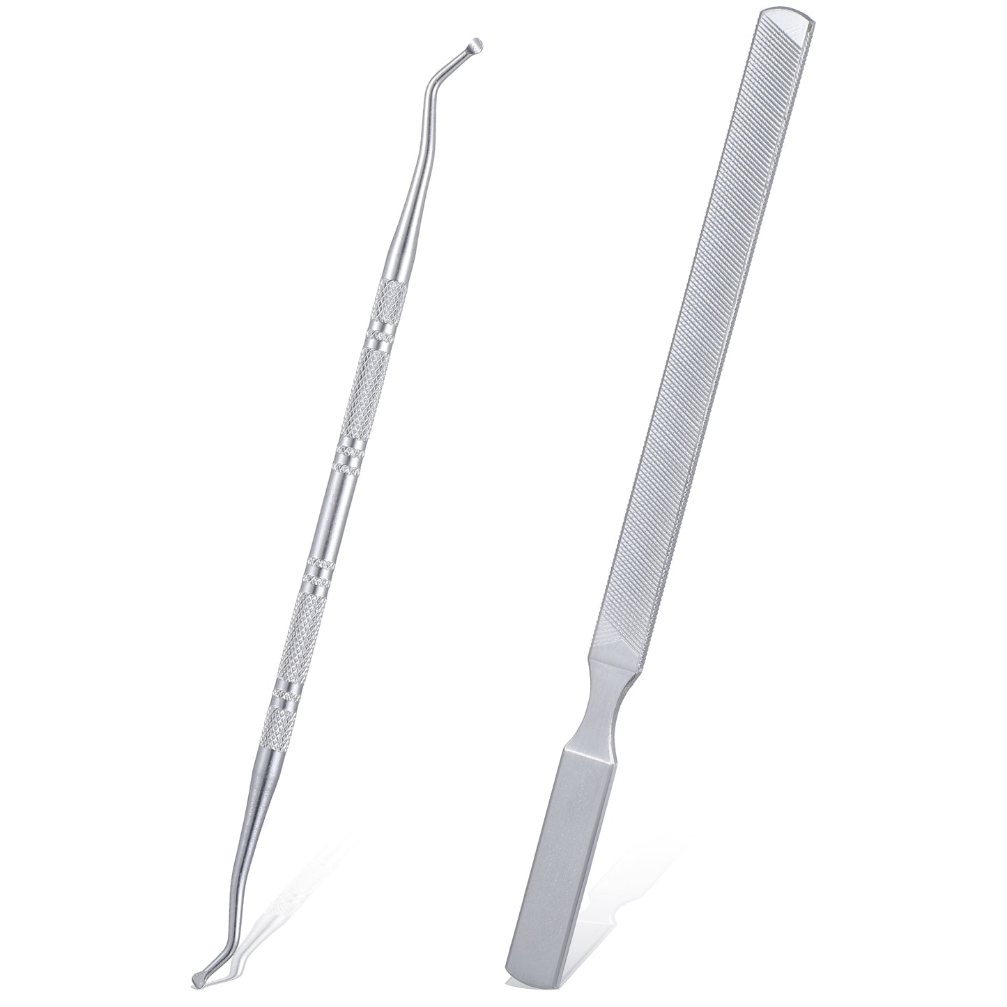 Tyqour 2 Pcs Ingrown Toenail Remover Tool Under Nail Cleaner Tool Double Ended 16cm Toenail Lifter and 18cm Four-Sided Nail File Cleaning Scooper Stainless Steel Manicure Pedicure Nails Care Tools