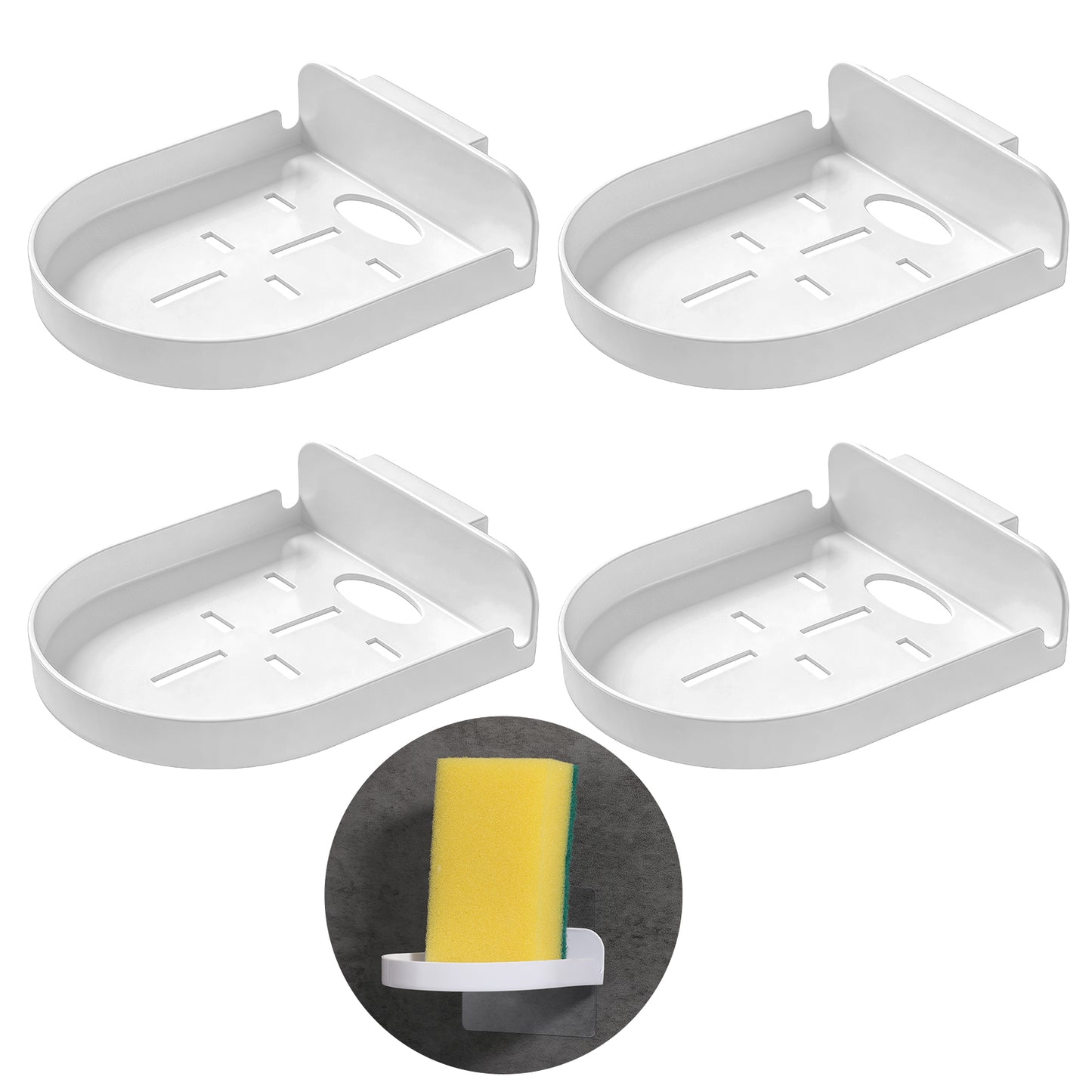 Bremorou 4pcs Camera Wall Mount, Adhesive Camera Wall Mount Shelf, Clear Floating Shelf for Baby Monitor Small for Security Cameras, White Adhesive for Speakers
