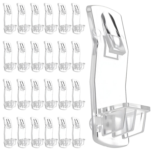 24PCS Shelf Support Pegs 6.9mm Self-Locking Shelves Pins, Clear Plastic Bookshelf Pegs Bracket Clips, Shelf Holders Peg for for Kitchen Cabinet Furniture Book Shelves, 4/5" Thick