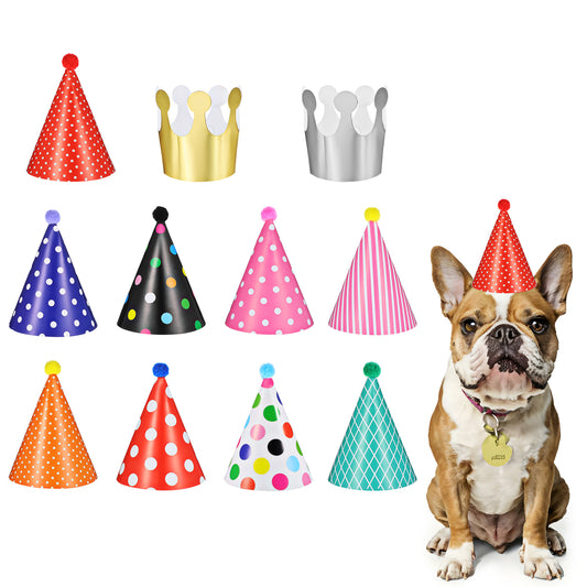 11Pcs Mini Party Hats For Stuffed Animals Dog Party Hat Cat Rabbits Dog Paper Cone Tiny Toy Hats Lovely Cake Cone Birthday Paper Hats For Holiday Puppies Animals Costume Accessories