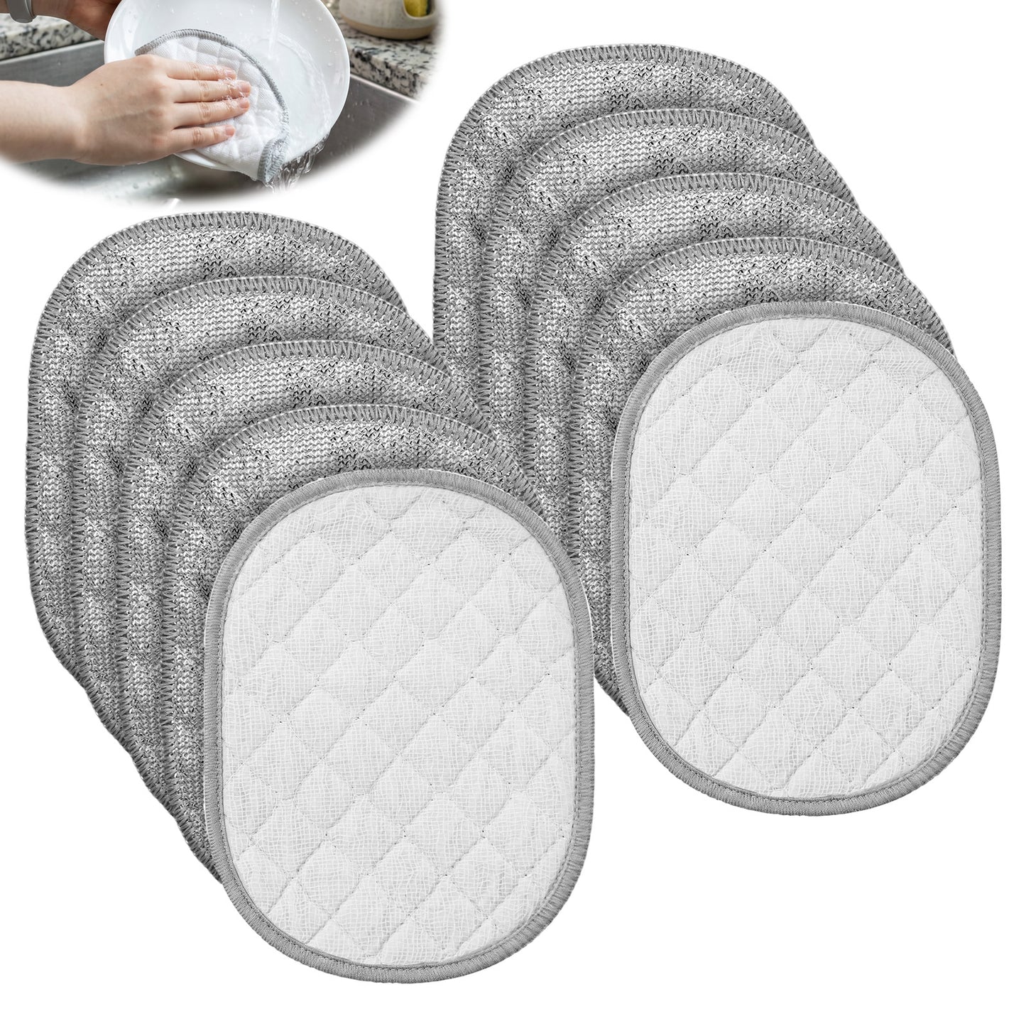 10 Pcs Multipurpose Wire Dishwashing Rags for Wet And Dry Double Sided Cleaning Cloth Metal Scrubbing Pads Silver Stainless Steel Cloths Non Scratch Wire Dishcloth for Cleaning Kitchen Dishes Sinks