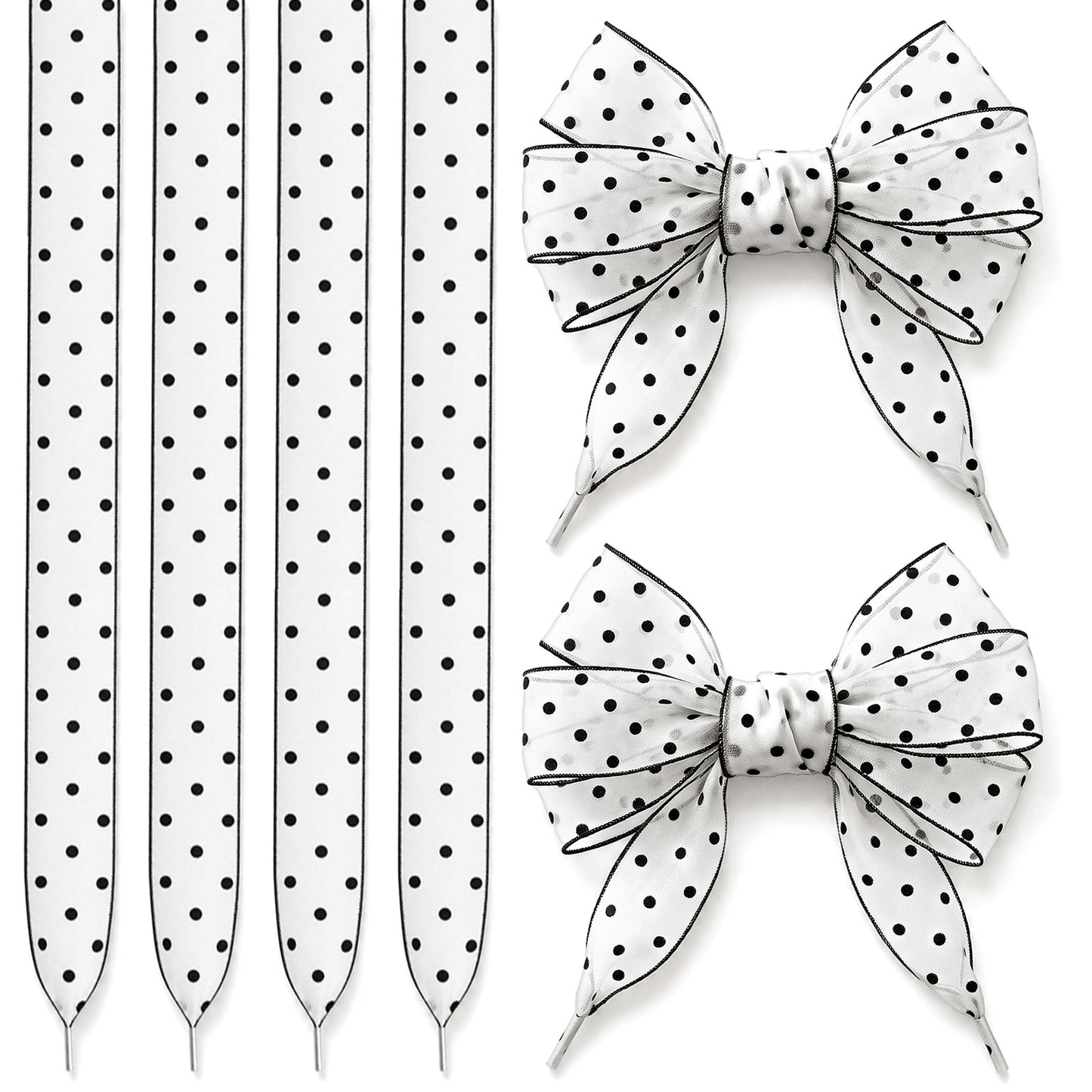 Quvvarly 2 Pairs Polka Dot Shoe Laces for Sneakers Cute Lace Shoelaces