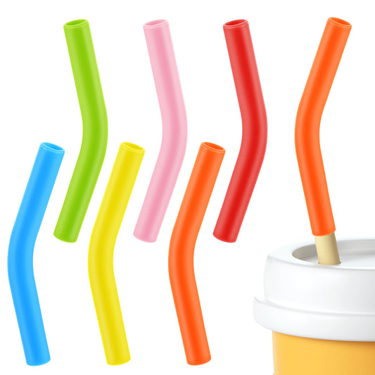 Ymapinc 6Pcs Multicolored Silicone Straw Tips, Reusable Drinking Straws Inner Diameter 8mm/0.31inch for Detachable Silicone Straw Covers Fit 5/16in 8mm Metal Stainless Steel Glass Straw