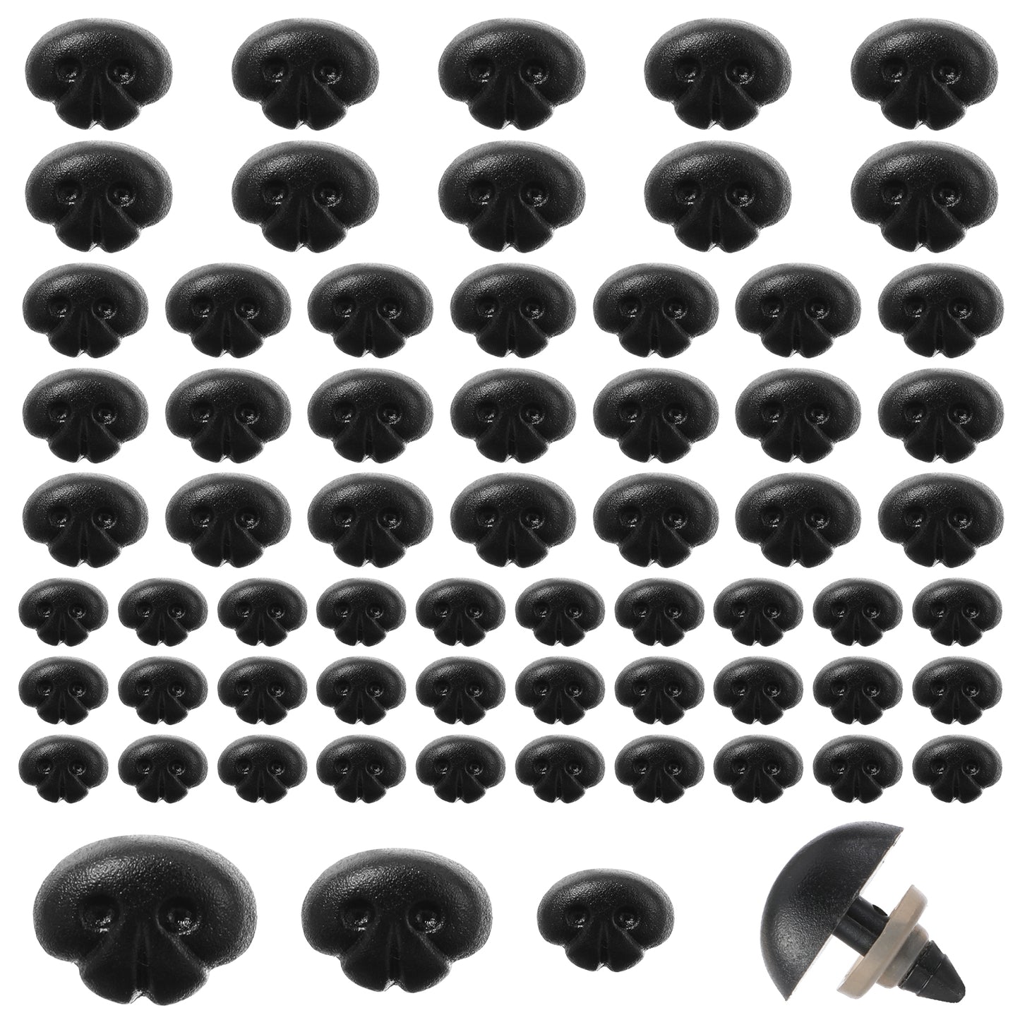 Matwsec 140 Pcs Plastic Safety Noses, 3 Sizes Stuffed Animal Nose, Black Craft Nose with Washers for DIY of Crochet Puppet, Bear, Toy Doll Making Accessories