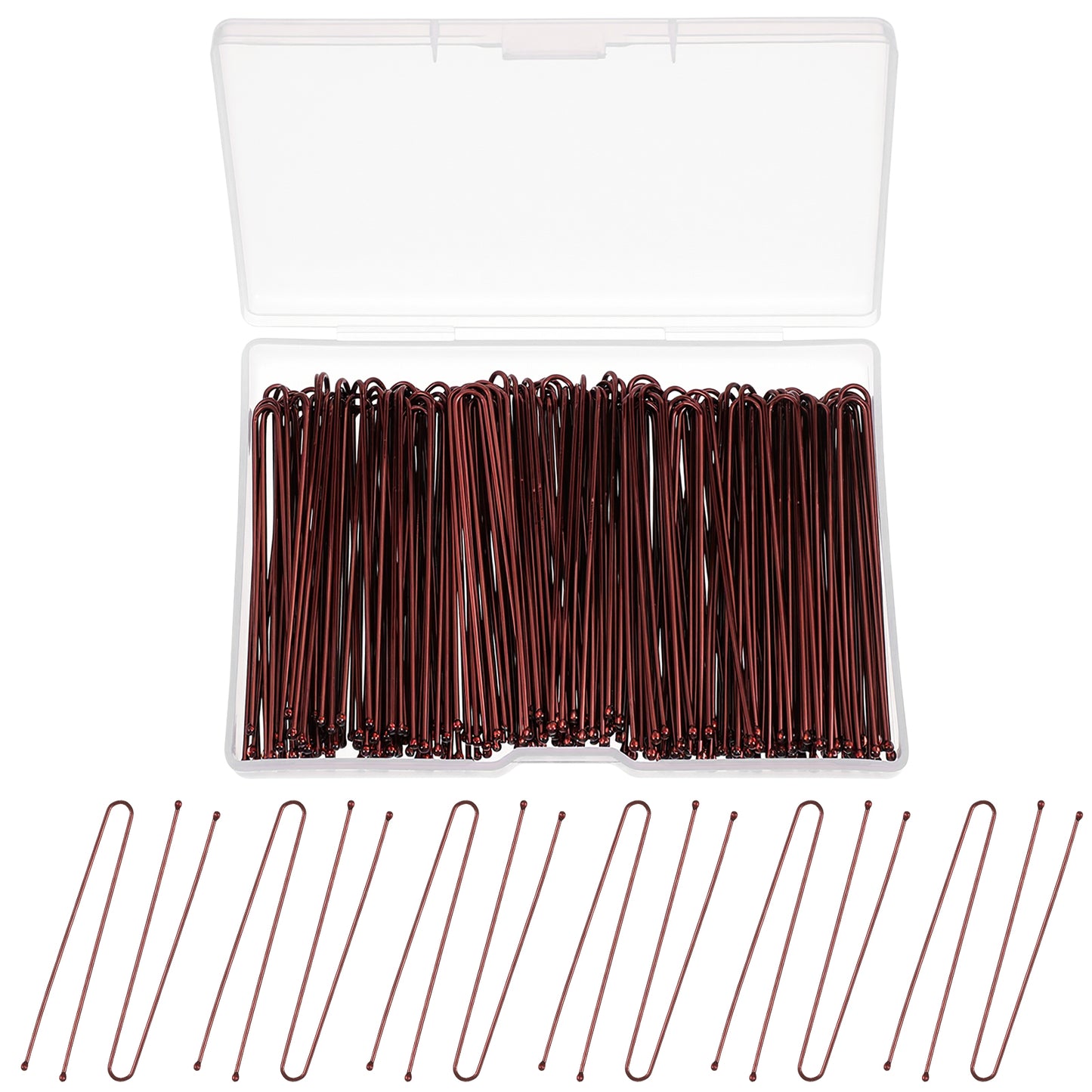 Ouligay 200 Pcs U Shaped Hair Pins 2.36 Inch Brown Metal U Pins for Hair Bun U Shaped Bobby Pins Hairpins for Women Stylists Thick Thin Hair