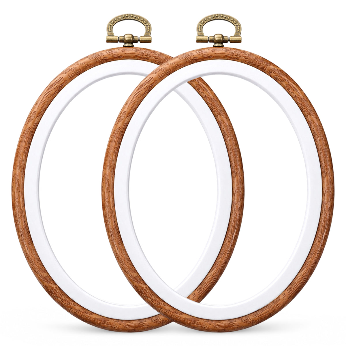 Chsoejuf 2PCS Embroidery Hoops 5.91×4.72 Inches Oval Decorative Hoop