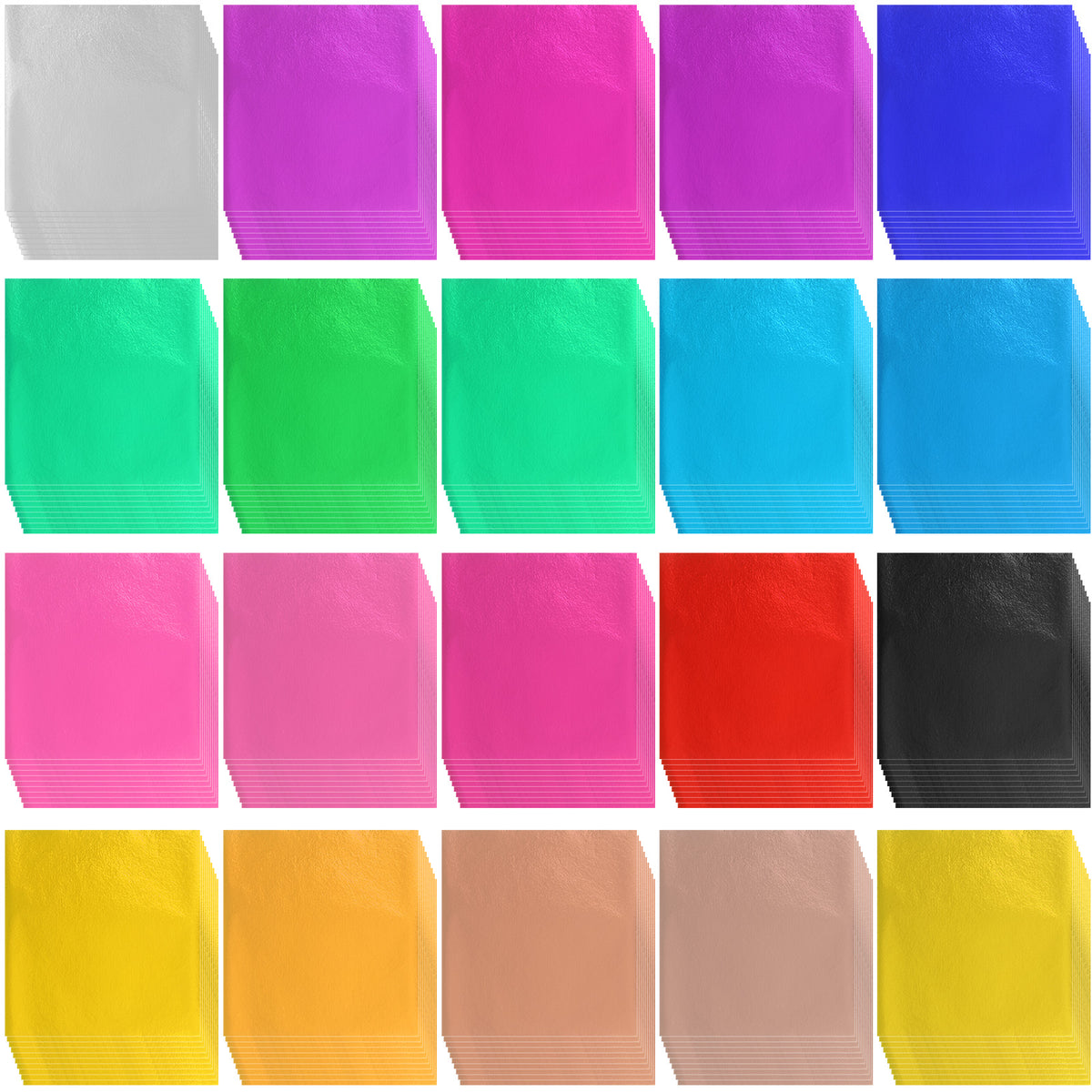 Bnehmb 100pcs Gold Leaf Sheets, 20 Colors Gold Foil Sheets for Art