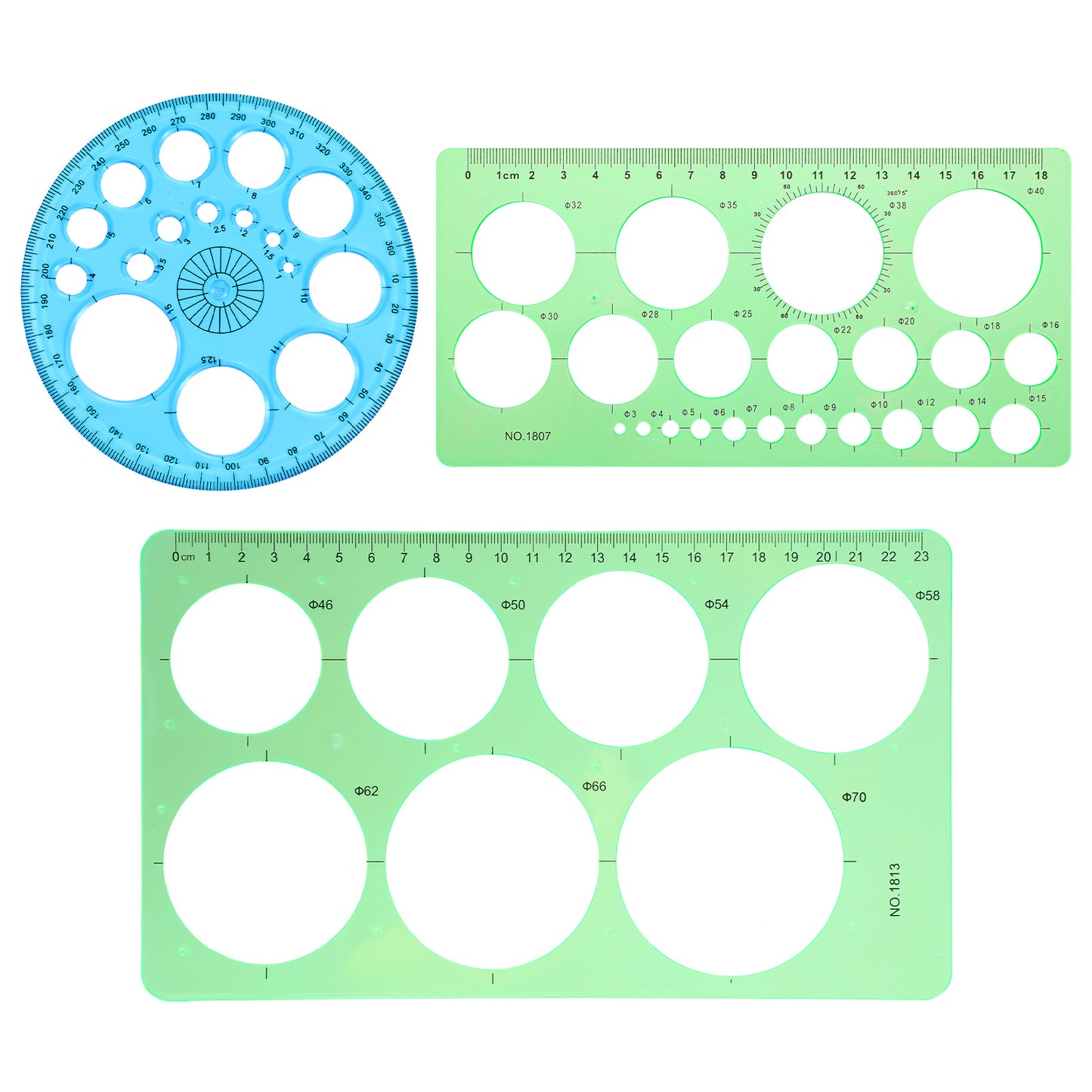Matwsec 3 Pcs Circle Template for Drawing, Plastic Circle Stencil, Geometric Shape Ruler for Painting, Small&Medium&Large Circle Drawing Tool for Office, School, Drafting Supplies