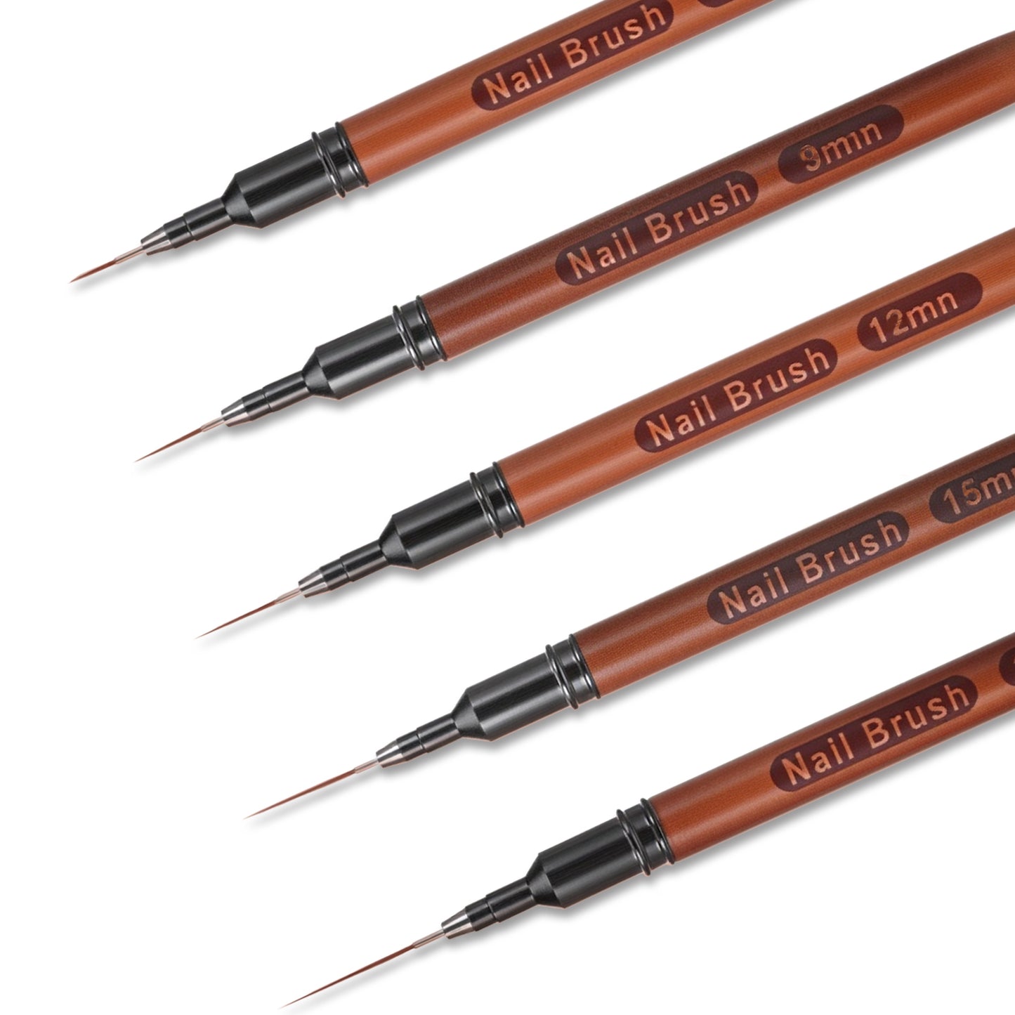 Ouligay Liner Brushes for Nails, 5pcs Fine Nail Art Design Liner Brushes Detail Nail Art Brush Sizes 6/9/12/15/18mm