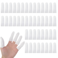 200 Pcs Cotton Finger Cots, Cloth Finger Condom for Injury Sleeves with Elastic Rings Toe Sleeves Fingertips Protective Cover, White Fingers Protectors, Comfortable and Breathable, Absorb Sweat