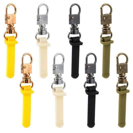 Ymapinc 8Pcs Zipper Pull Replacement - Zipper Pull Tab Charm and Stopper for Luggage Backpack Suitcase Clothes Jacket Purse Wallets Repair, 4 Colors - Gold+Silver+Brown+Copper