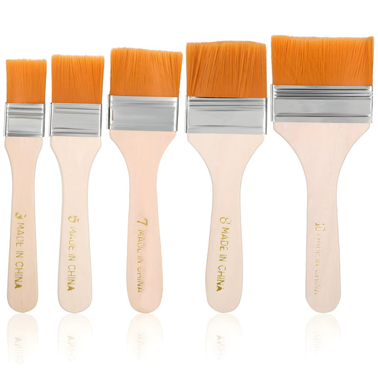 Tyqour 5 Pcs Wall Paint Brushes Set Large Wood Deck Stain Brush Chip Paint Brushes for All Latex Oil Paints and Stains Home Improvement Interior Exterior Use