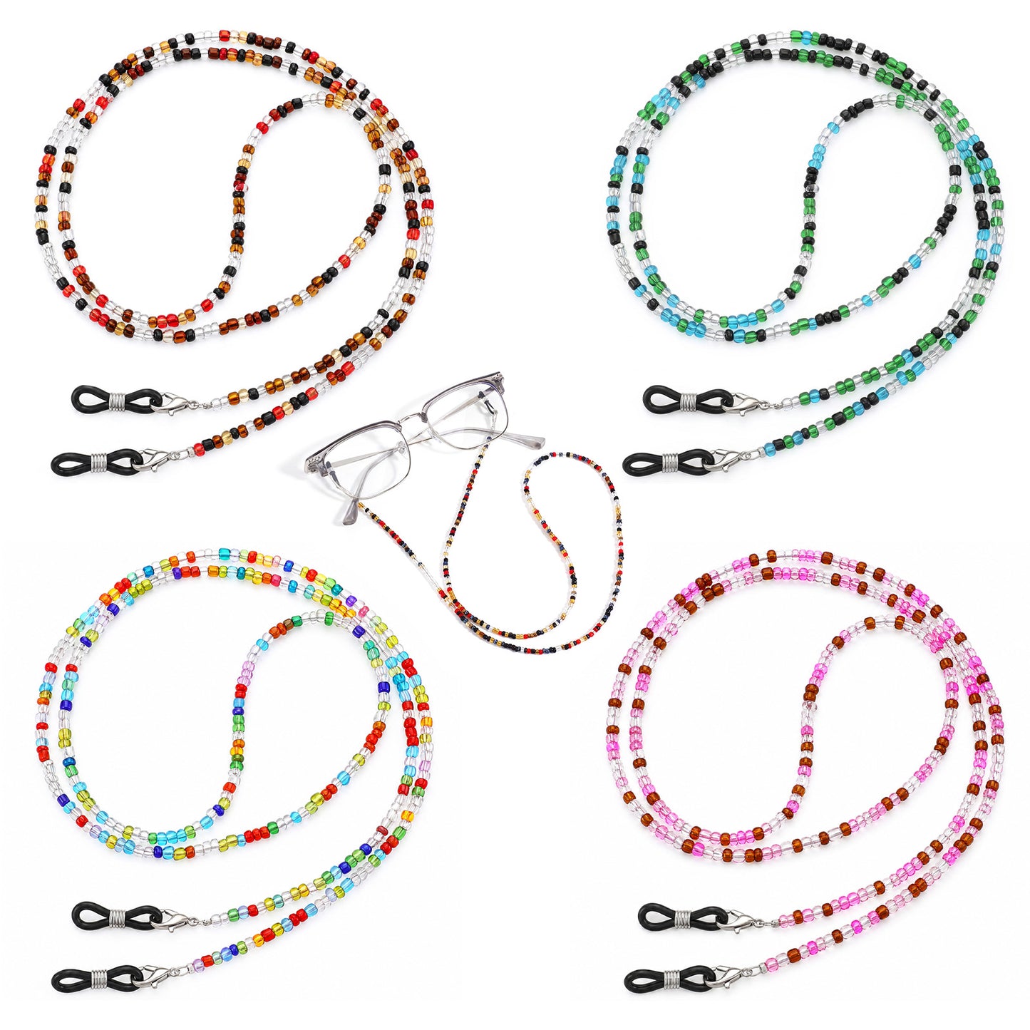 RAHHLIZS 4PCS Beaded Eyeglass Chains for Women Girls