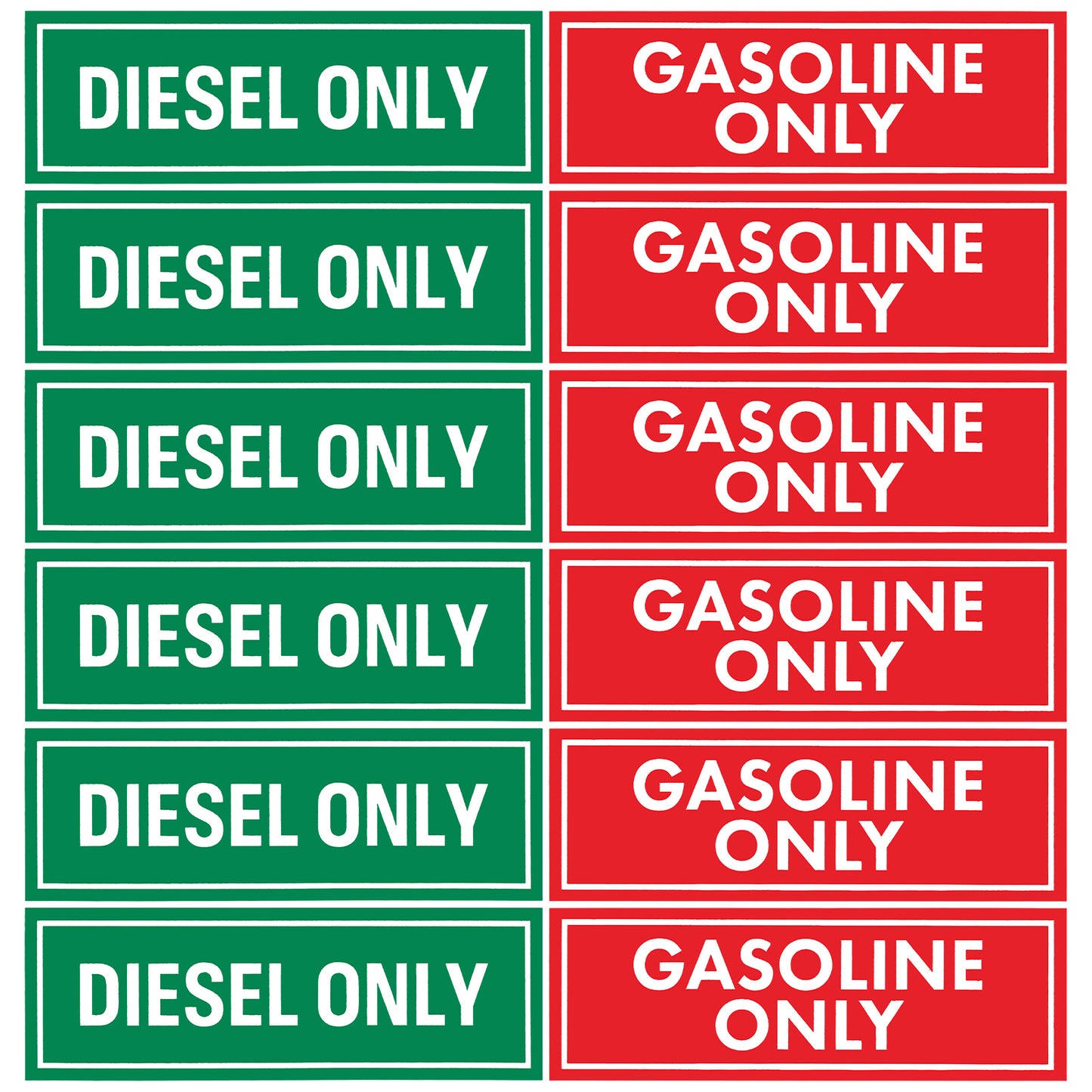 Mabor 12Pcs Diesel Only and Gasoline Only Stickers for Fuel Tank, Diesel & Gasoline Decals for Fuel Cans Gas Caps Heavy Duty Trucks Tractors
