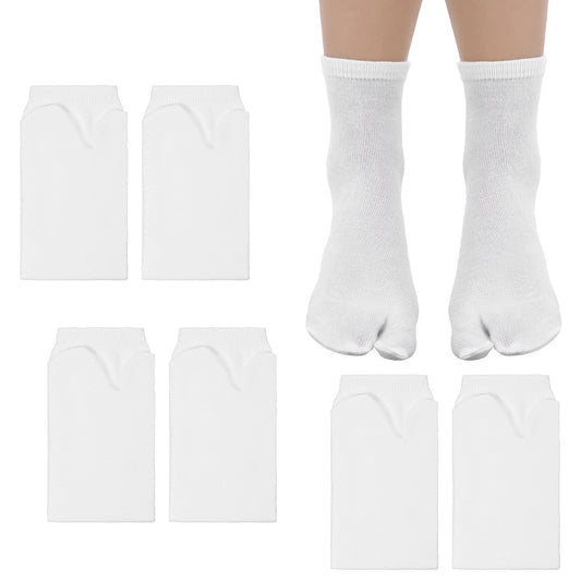 Tyqour 6 Pairs Cotton Flip Flop Socks Elastic Non Slip Tabi Split Toe Socks for Men Women Japanese Split Toe Sandals Ninja Slipper White