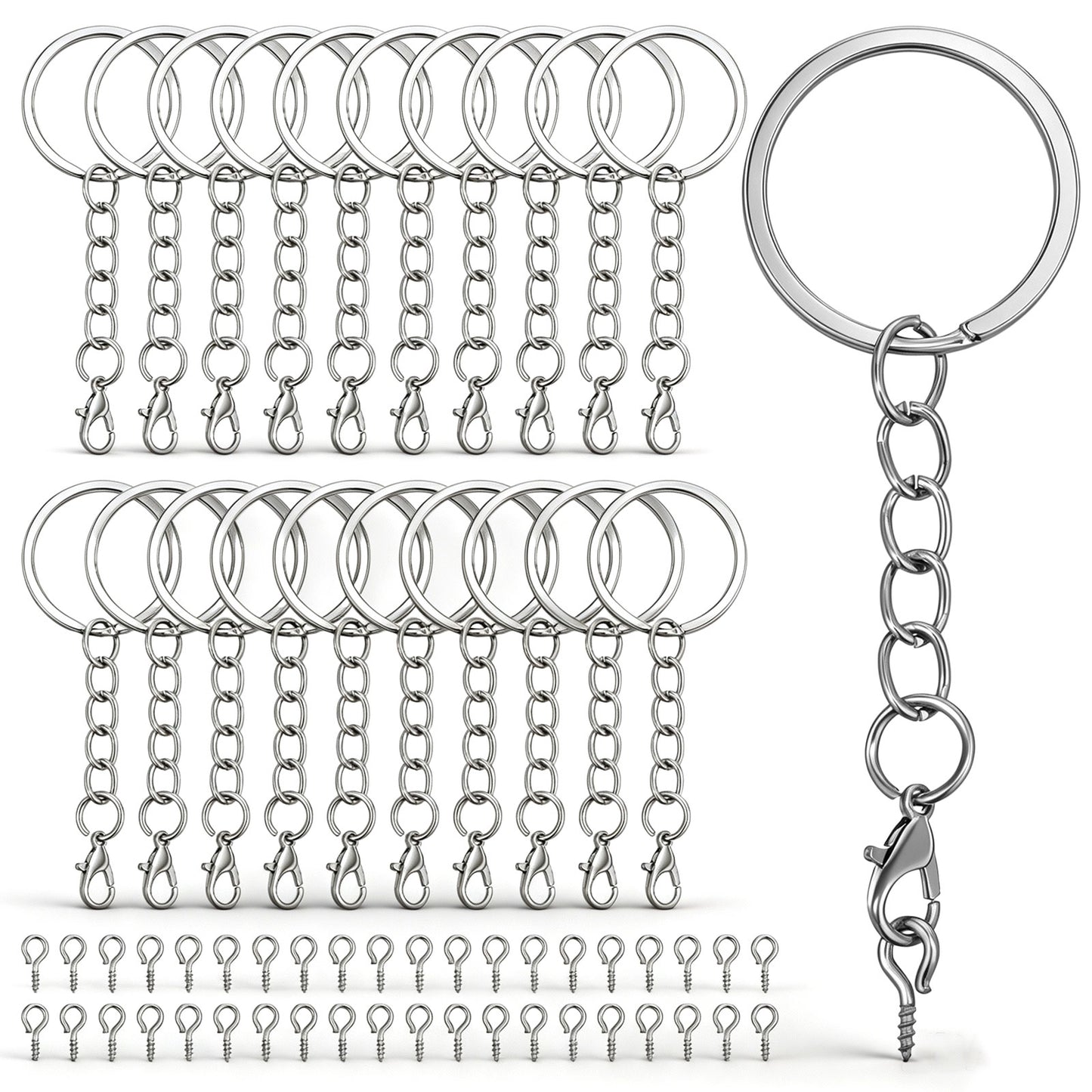 Ouligay 40 Pcs Keychain 2.56 Inches Key Chain Rings