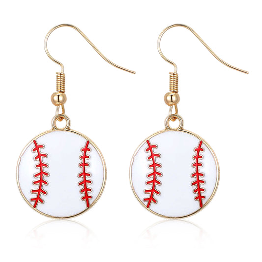 1 Pair Baseball Earrings Softball Earring Stylish Baseball Earrings for Women Sports Ball Shape Baseballs Player Jewelry Suitable Ladies Mother Fan Festival Gifts White Gold 1.4× 0.7 Inches Zinc Alloy