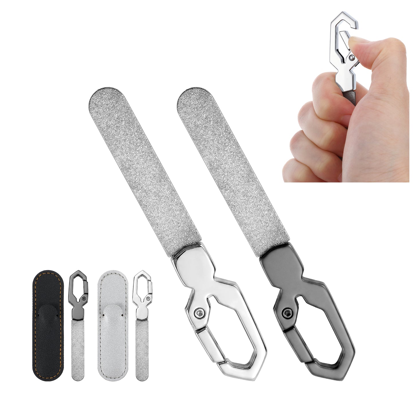 2pack Metal Nail File for Natural Nails 3.5 Inch Files Stainless Steel Small Double Sided Fine Grit Stainless Steel Fingernail Files With Leather Case Manicure Filer Toenail Shaping Tool for Men Women