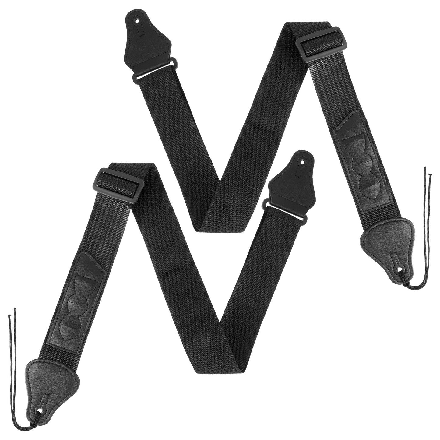 Xinjoduz 2PCS Black Guitar Strap with 3 Pick Holders, Minimalist Adjustable Guitar Straps Universal Fit for Acoustic/Electric/Bass Guitars, Comfortable Durable Headstock Tie for Secure Hold