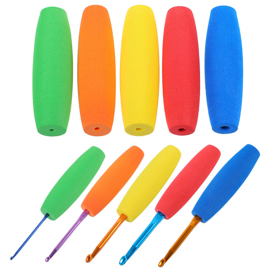 10 Pcs Crochet Hook Grips Ergonomic Crochet Hook Grip Soft EVA Ergonomic Hooks Removable Cushions Supplies Fits 2 mm to 10 mm Hooks-Great for Comfort and Arthritic Hands, Colorful