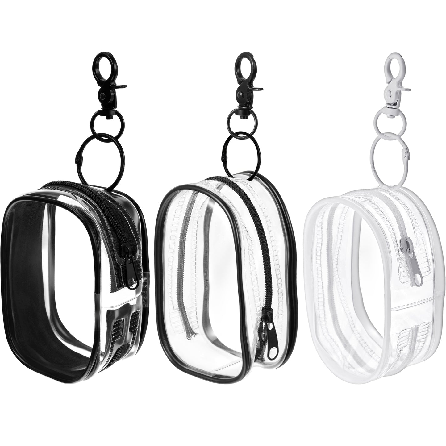 Clear Zipper Pouches Clear Makeup Bag Small Cosmetic Bag Claer Figure Display Bags Travel Waterproof Makeup Plastic Case for Women Organizing Traveling(3PCS, 3 Sizes, 1 White, 2 Black)