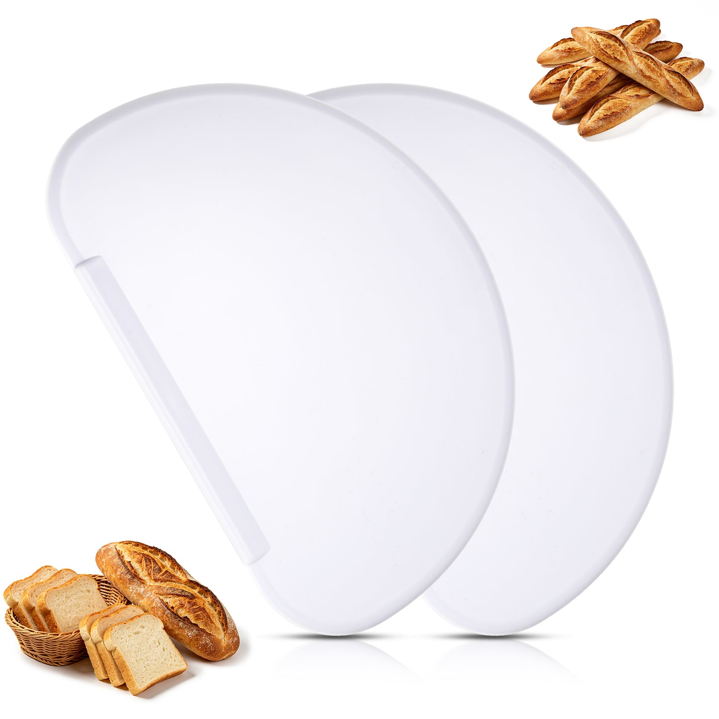 3PCS Plastic Bowl Scraper Curved Edge Flexible Versatile Kitchen Bench Scrapers Utensil Dough Spatula Cutter Set for Baking Food Pastry Sourdough Bread Pizza Cake(White)