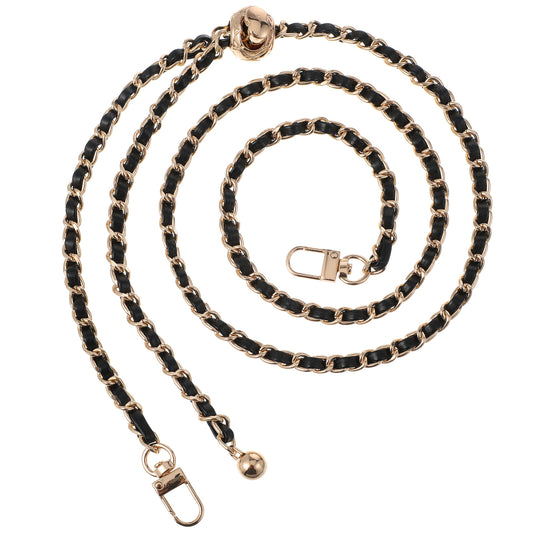 Ymapinc Gold Chain Bag Strap,47.24" Adjustable Cross Body Bag Strap for Crossbody Handbags, Black Gold Bags Straps, Replacement Straps Bags Charm Chain