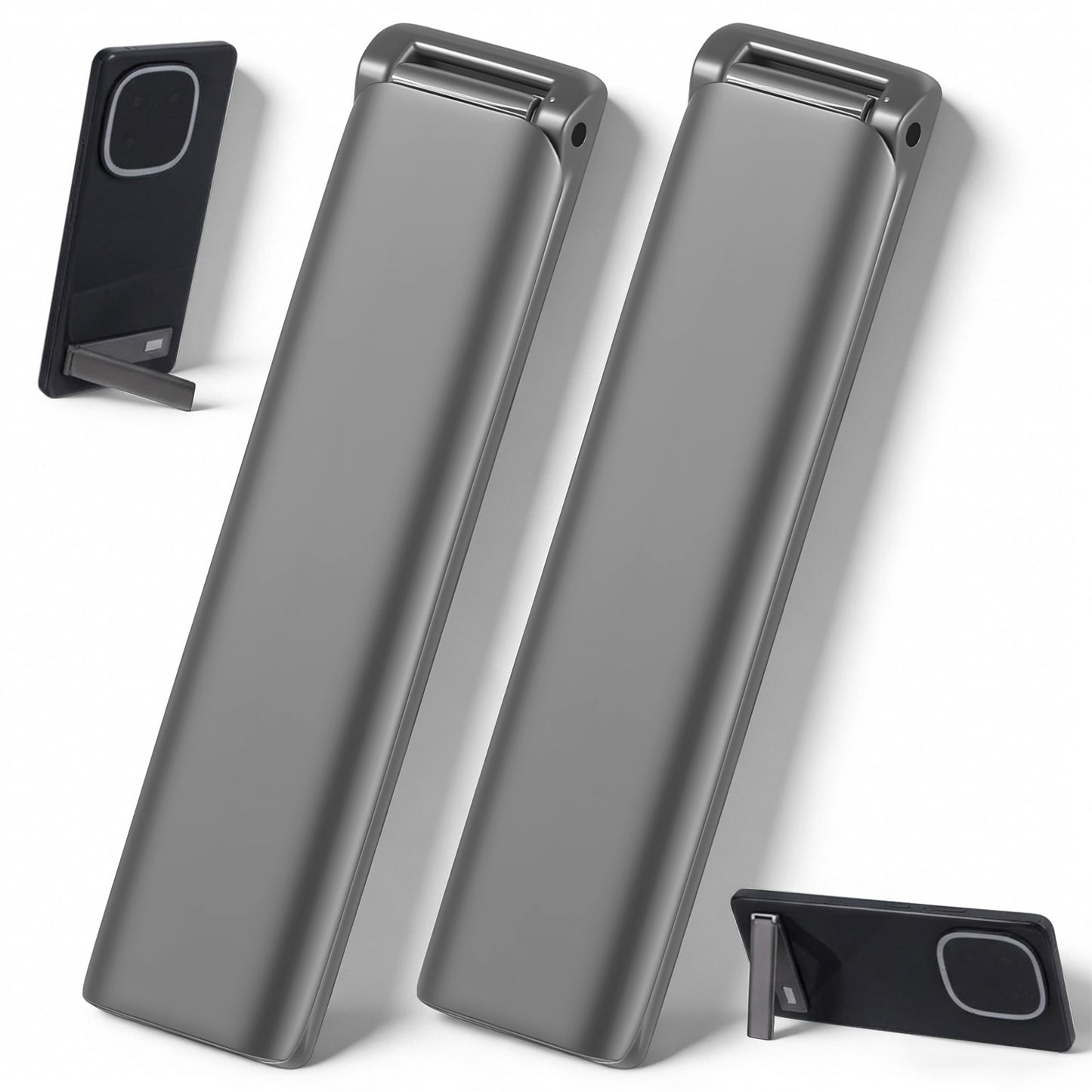 Ymapinc 2Pcs Aluminum Kickstand for Phone Case, Adjustable Cell Phone Holder Stand for Desk, Self-Adhesive & Invisible Tablet Kickstand - Black